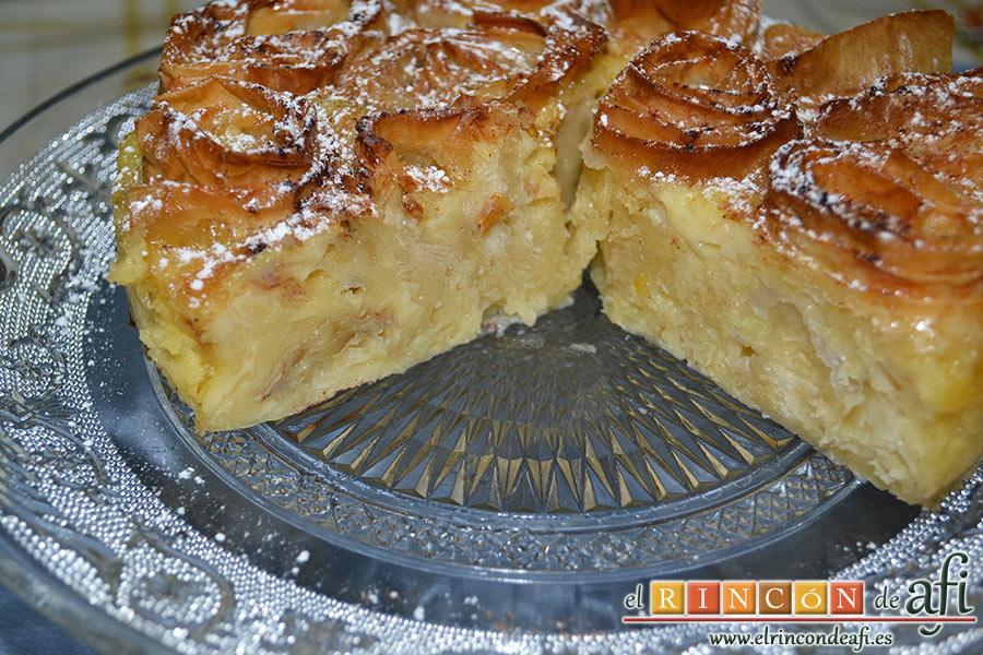 Tarta crujiente, cortamos en porciones