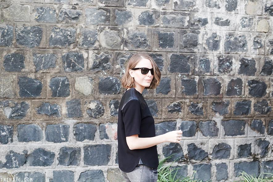 Trini | Sandro black leather insert top