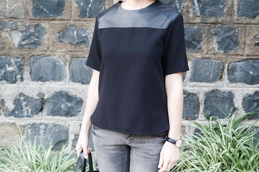 Trini | Sandro leather insert top