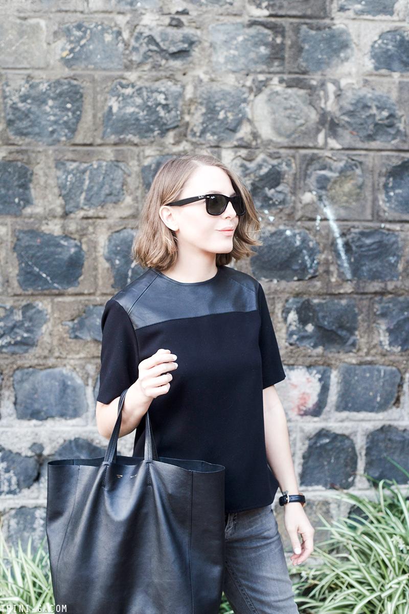 Trini | Sandro leather insert top