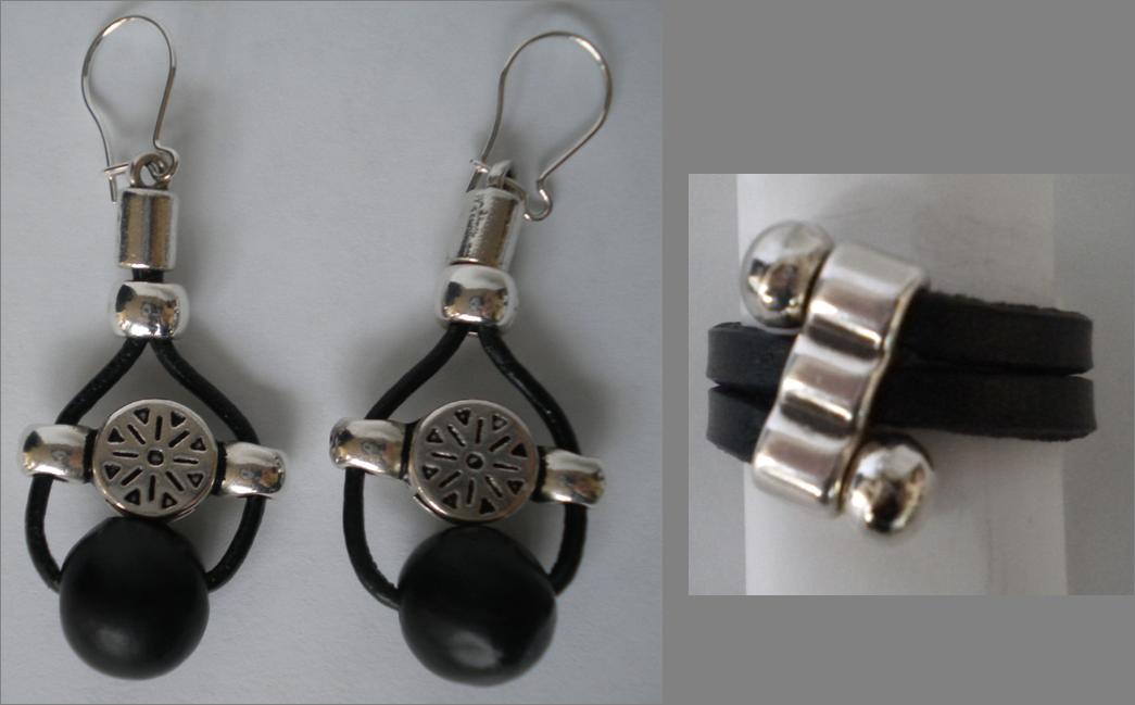 manualidades caseras faciles pendiente y anillo en cuero y zamak