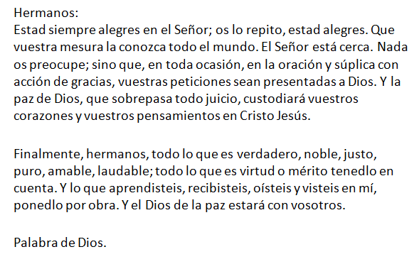 Lectura de la carta del apóstol San Pablo a los Filipenses