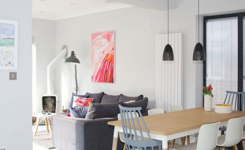 Chimenea en salon nordico