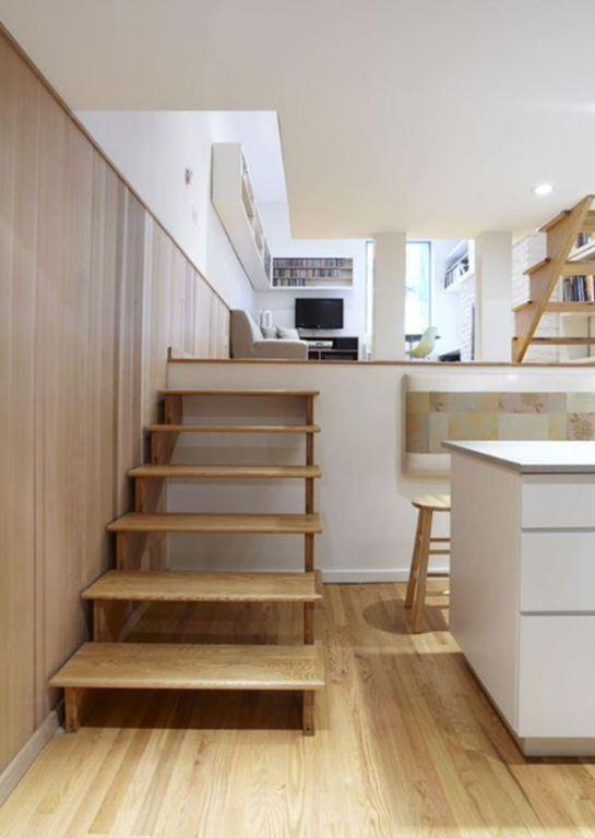 escalera de madera en estilo nordico