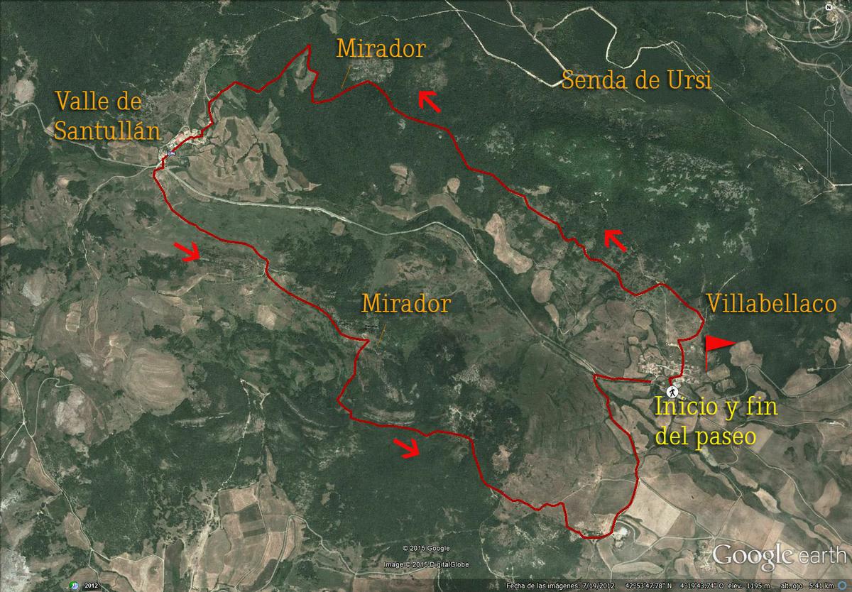 Mapa del recorrido de la Senda de Ursi.