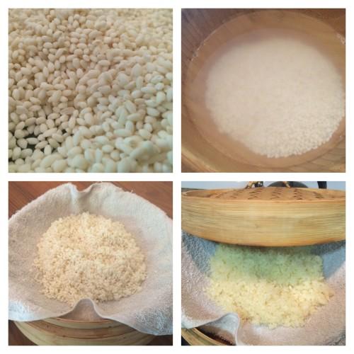 Preparando el arroz glutinoso a la manera tradicional