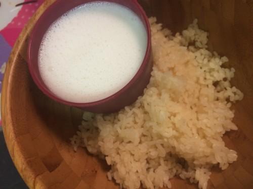 El arroz y la leche de coco