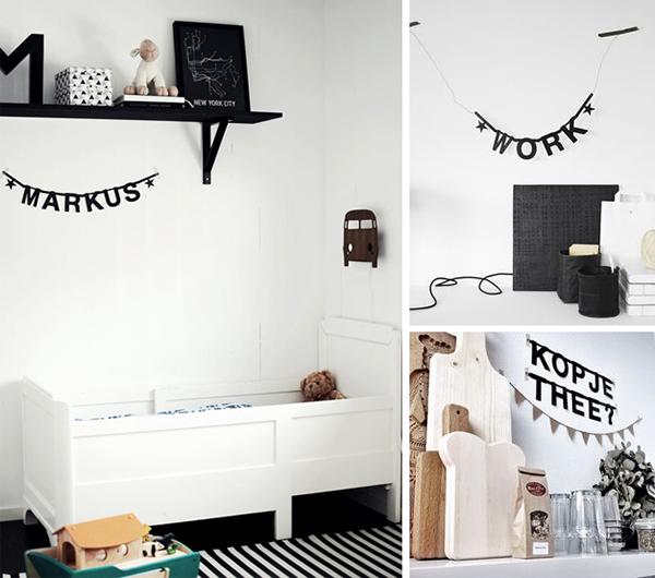 Decorar con guirnaldas de letras: Una tendencia nórdica que ha entrado con fuerza.