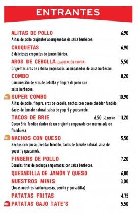 Entrantes Tate’s Burger