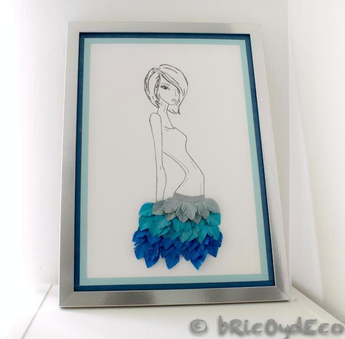 cuadro con plumas de papel