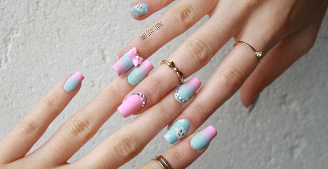 Decoraciones para uñas largas con degradado