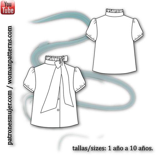 blusa con lazo en el escote-patronesmujer