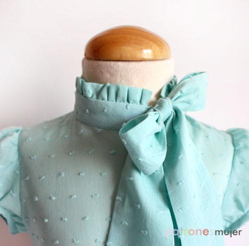 blusa con lazo en el escote-patronesmujer