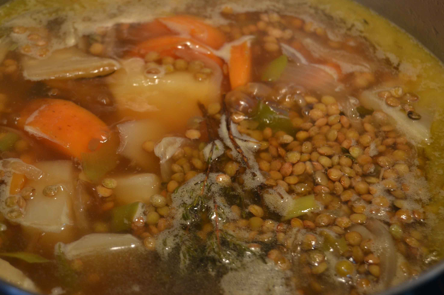 Lentejas con verduras y aroma de tomillo