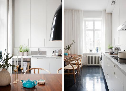 Negro, blanco y azul en la cocina