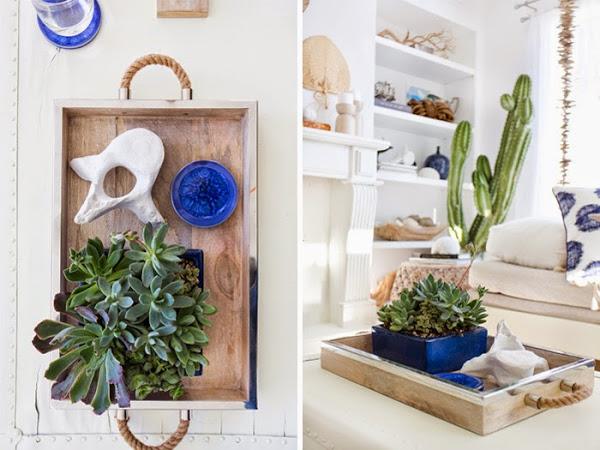 Decorar el salón en azul y blanco