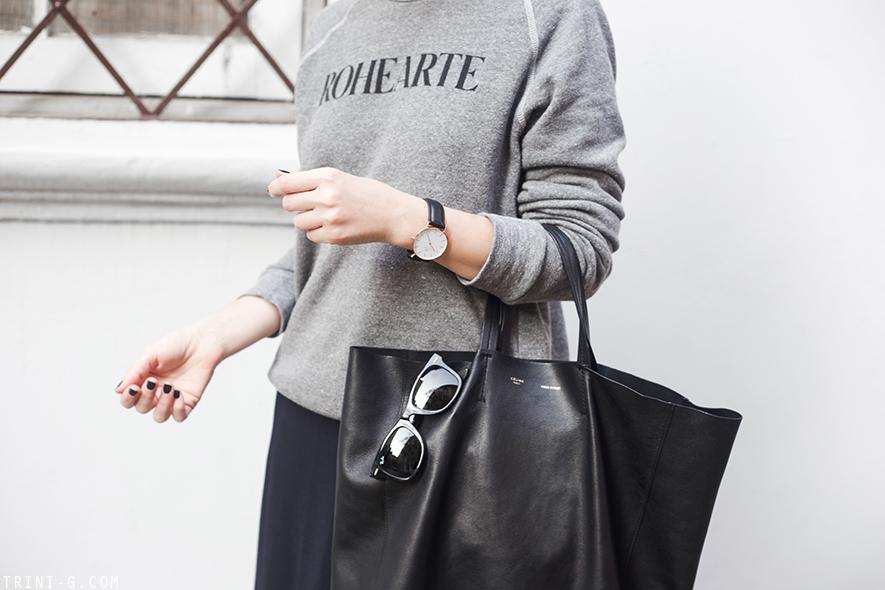 Trini | COS navy midi skirt Rodarte sweatshirt