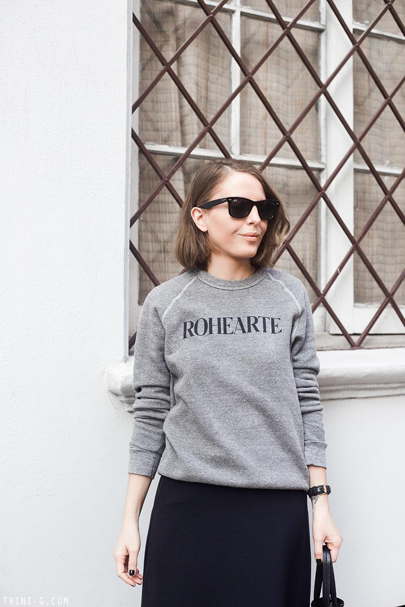 Trini | COS navy midi skirt Rodarte sweatshirt