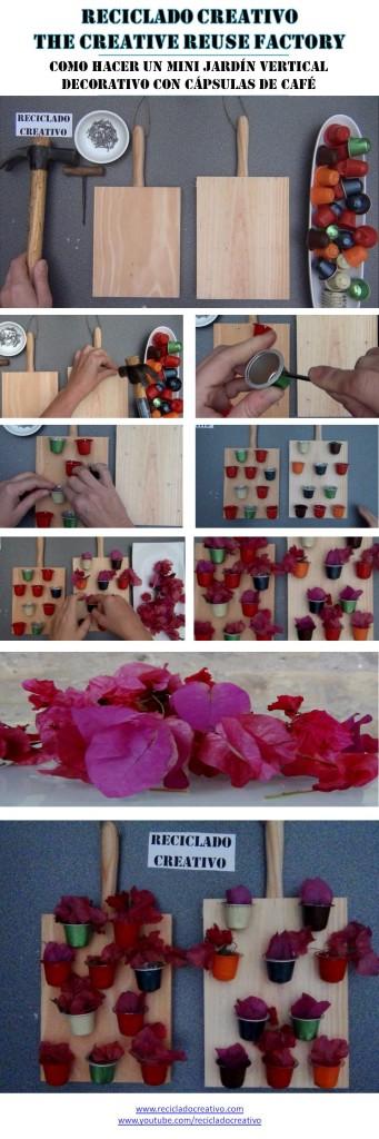 Cápsulas de café recicladas, Mini Jardín Vertical decorativo