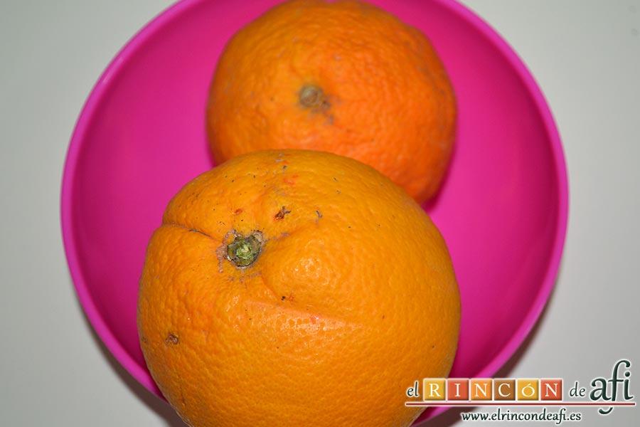 Batido de guayabo, queso y naranja, preparar las naranjas