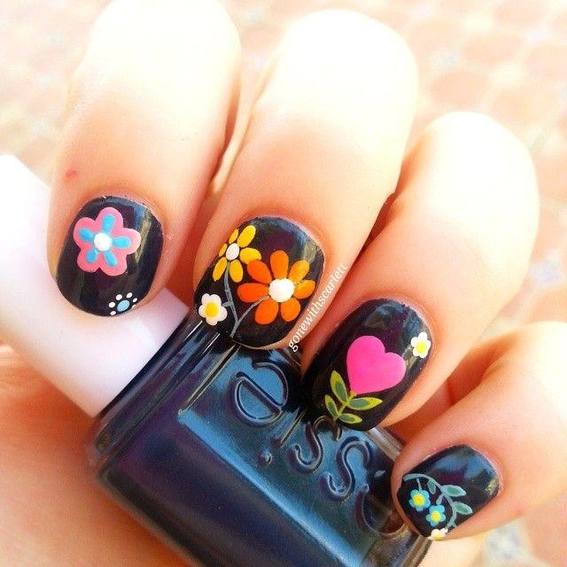 uñas de flores para niñas