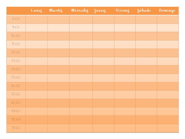 Cronograma de organización semanal para imprimir.