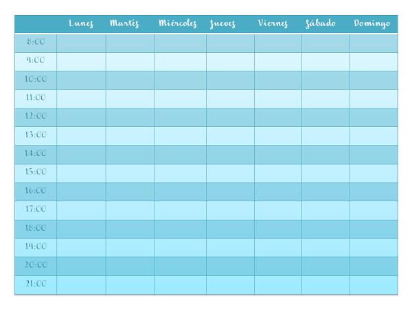 Cronograma de organización semanal para imprimir.