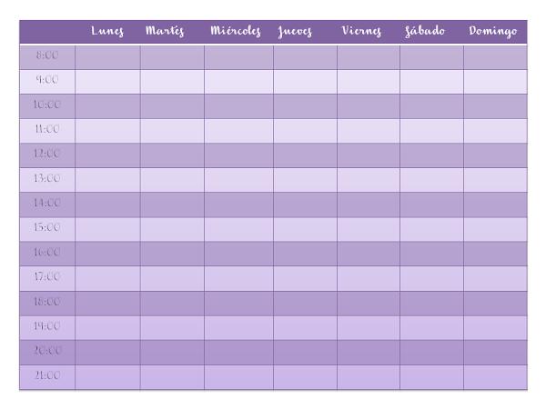 Cronograma de organización semanal para imprimir.