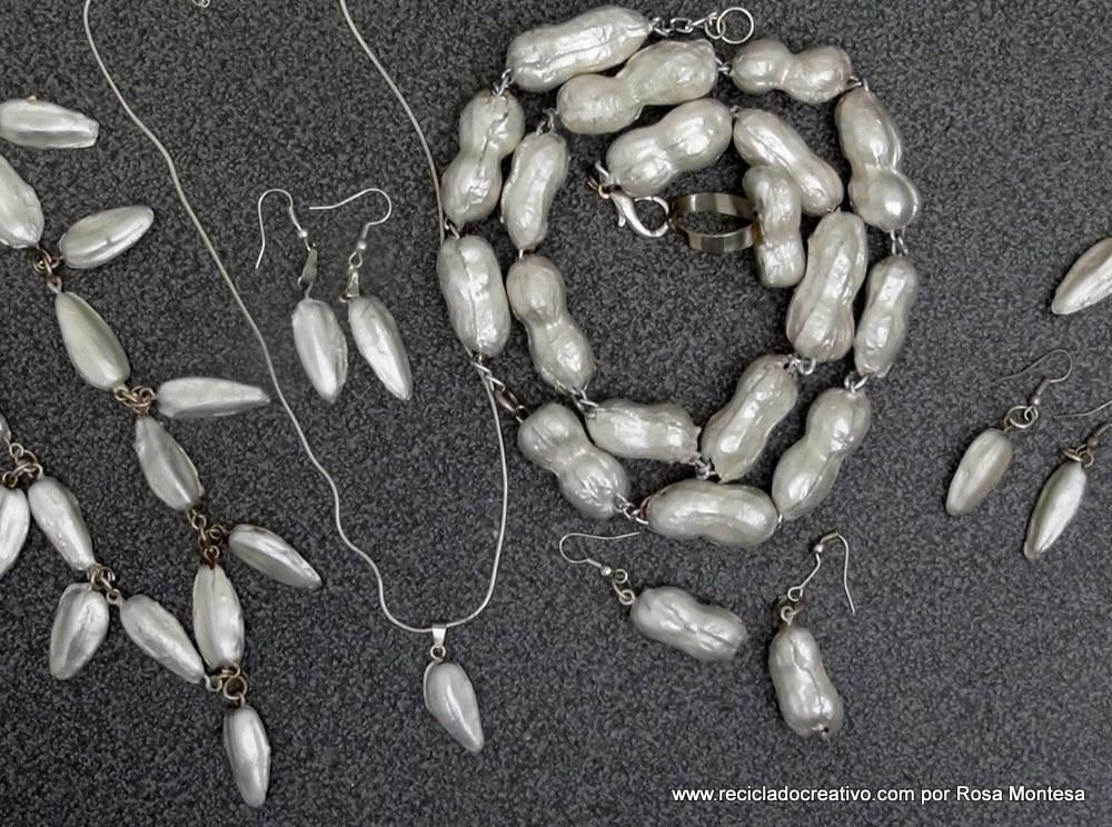 Bisutería reciclando pipas de girasol y cáscaras de cacahuetes
