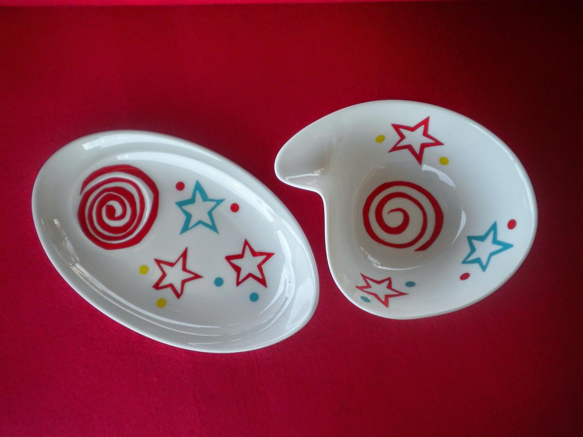 Manualidades Caseras Inma_ calcas cerámicas con dibujos geométricos y estrellas