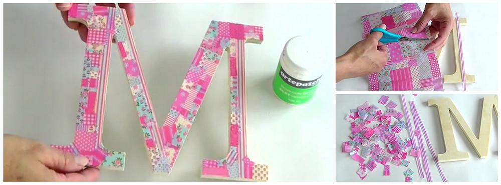 Letra madera decoupage