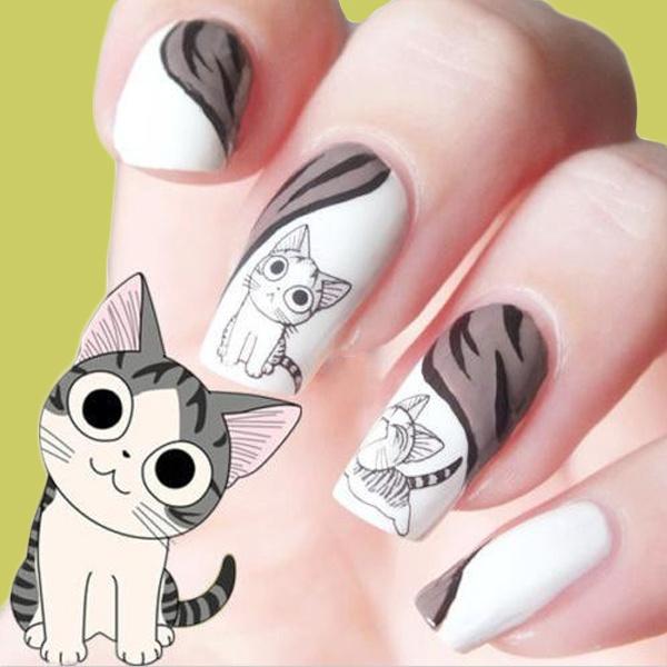cute nails cat