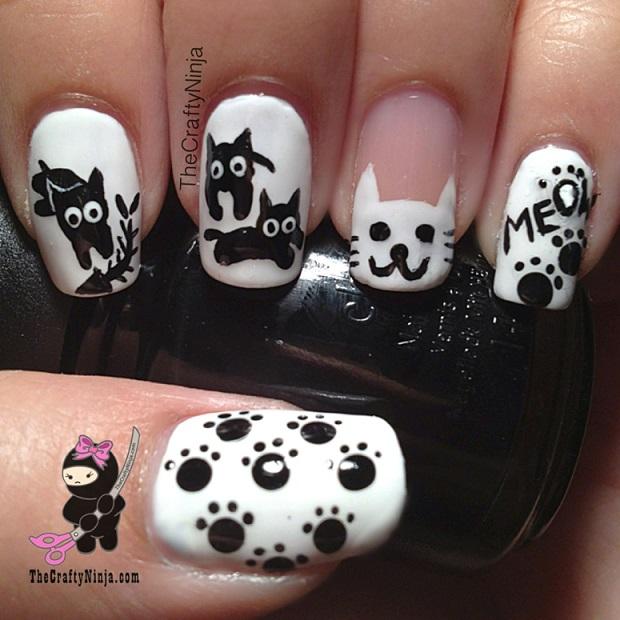 decoracion de uñas con gatos