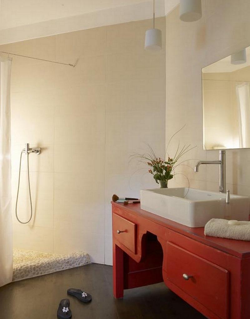 lavabo sobre mueble rustrico