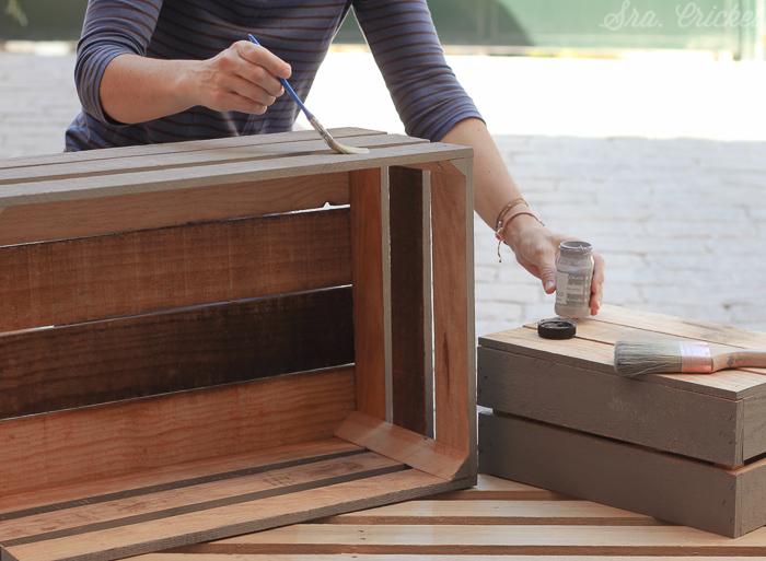 cajas de fruta con chalk paint