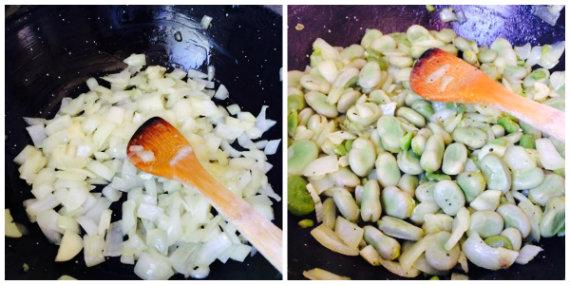 pochando las verduras