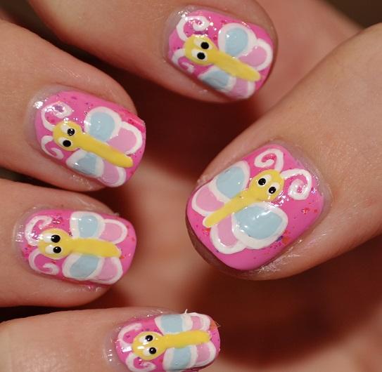 uñas de mariposa para niñas