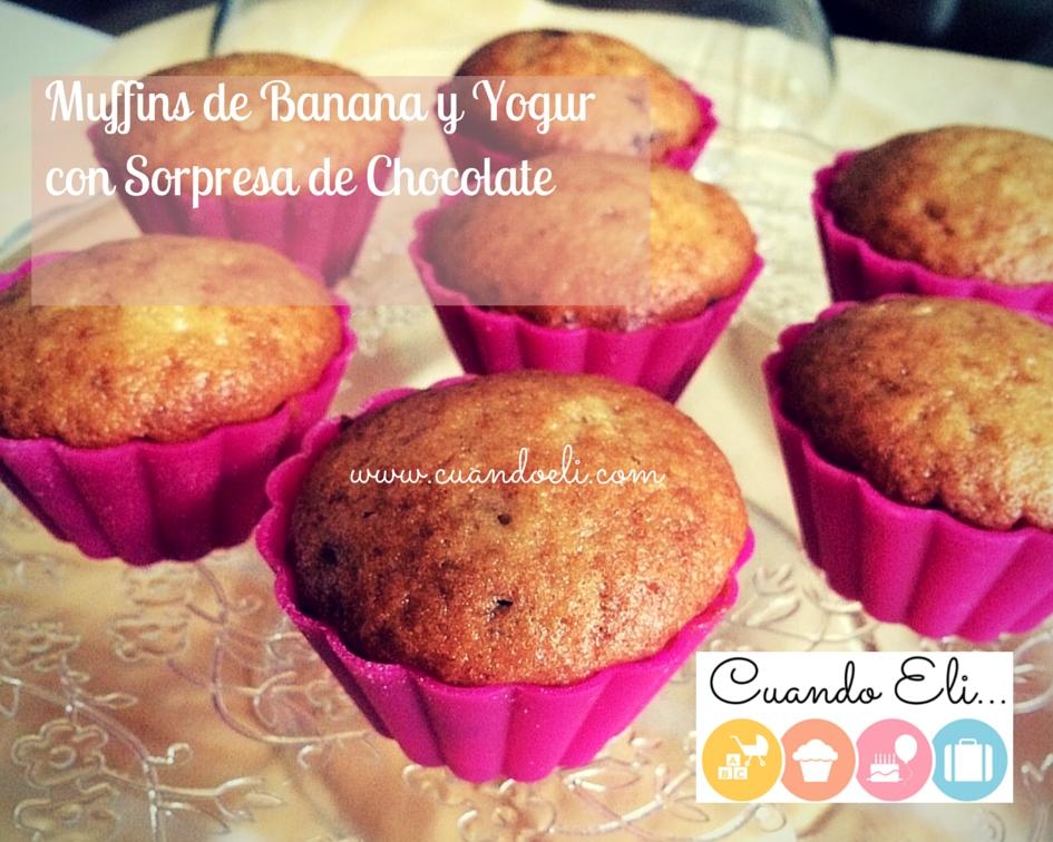 Muffins de Banana y Yogur con Sorpresa de Chocolate Padres