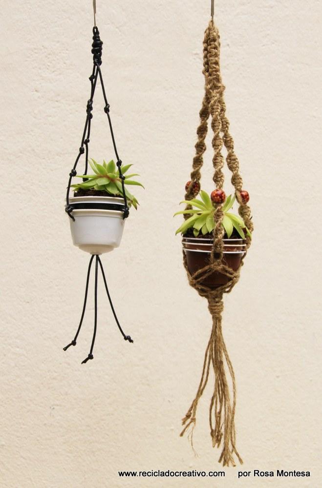 Cápsulas de café recicladas en maceteros decorativos