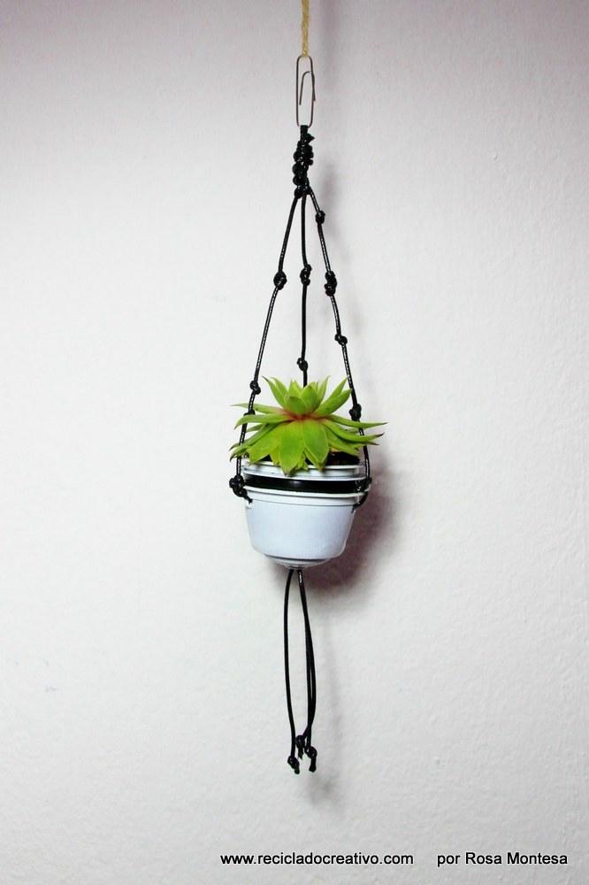 Cápsulas de café recicladas en maceteros decorativos