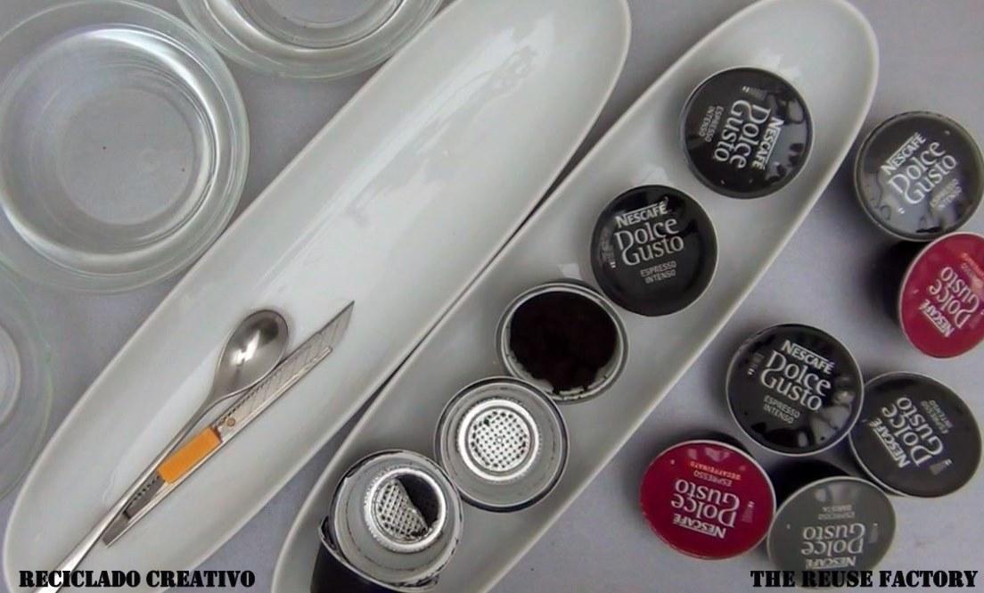 Cápsulas de café recicladas en maceteros decorativos