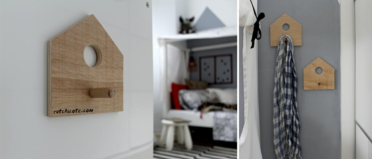 Ideas-para-decorar-una-habitación-infantil-percheros-de-madera