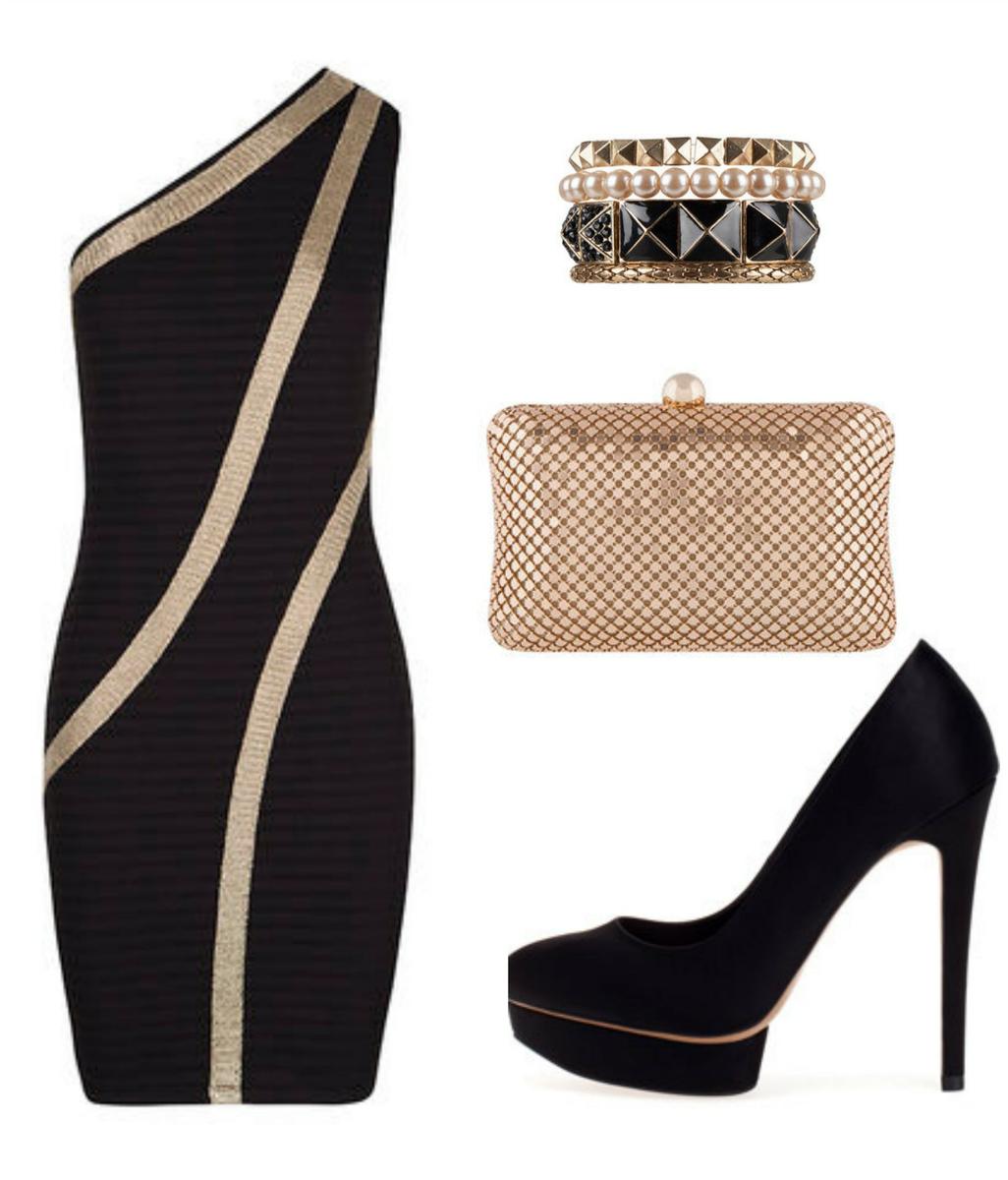 Look de Invitada en Negro y Dorado