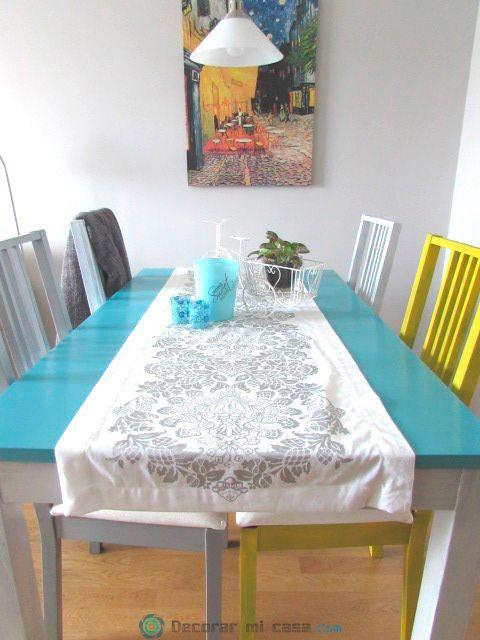 Lavado de cara en mi comedor: gris, azul y mostaza | Decoración