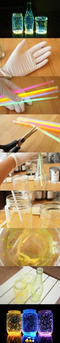 efecto neon en frascos y botellas