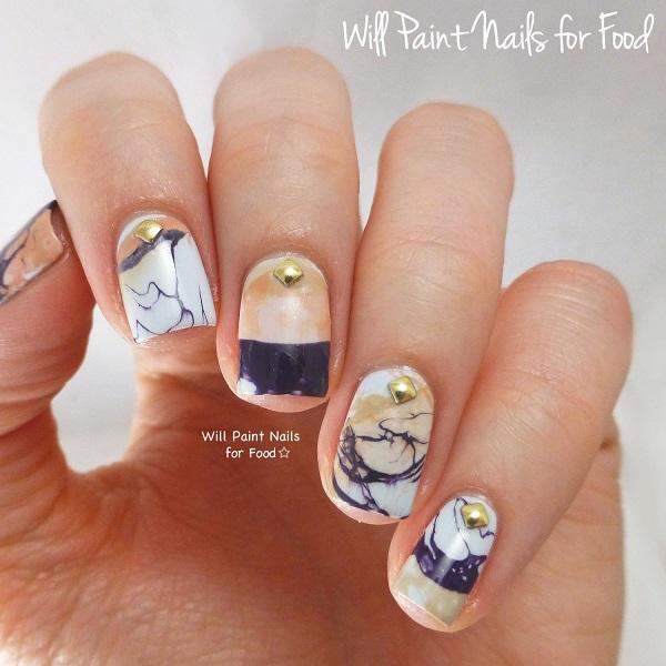 uñas decoradas en agua con piedritas