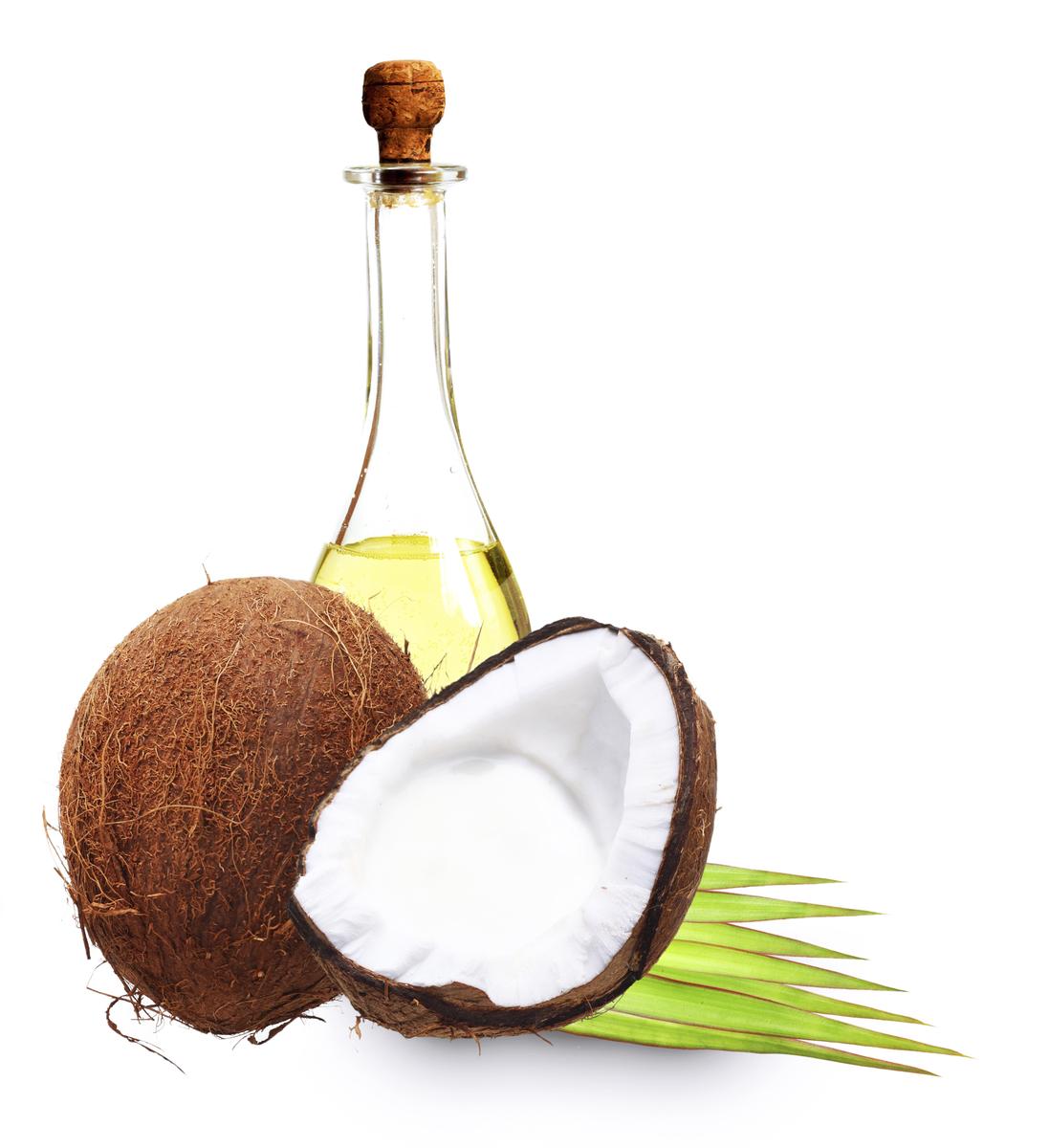 Coconut with oil and milk.