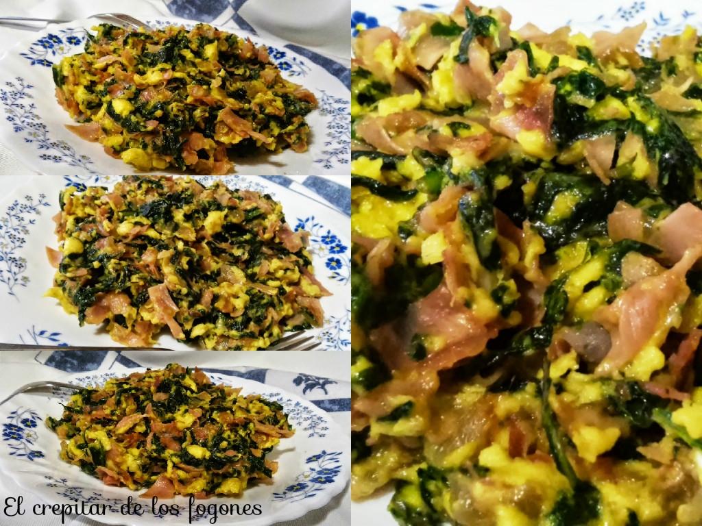 revuelto de acelgas con queso y jamón