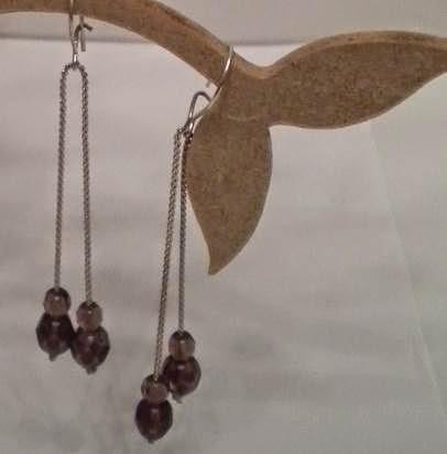 manualidades caseras Inma pendientes de cadena de alpaca y bolas de cristal