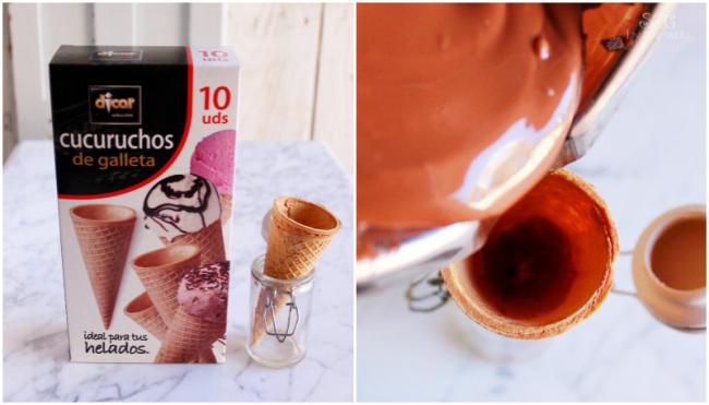 Cucuruchos de chocolate, helado de chocolate, Manu el Chef receta helado, Sweets and Gifts, helados, crema chocolate, helados de verano, recetas para niños, decoración con chocolate